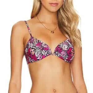 NWT L*Space Women's Fuchsia Wings N Things Helena Bikini Top Size S